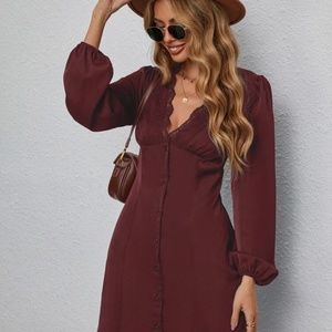 Burgundy button down dress